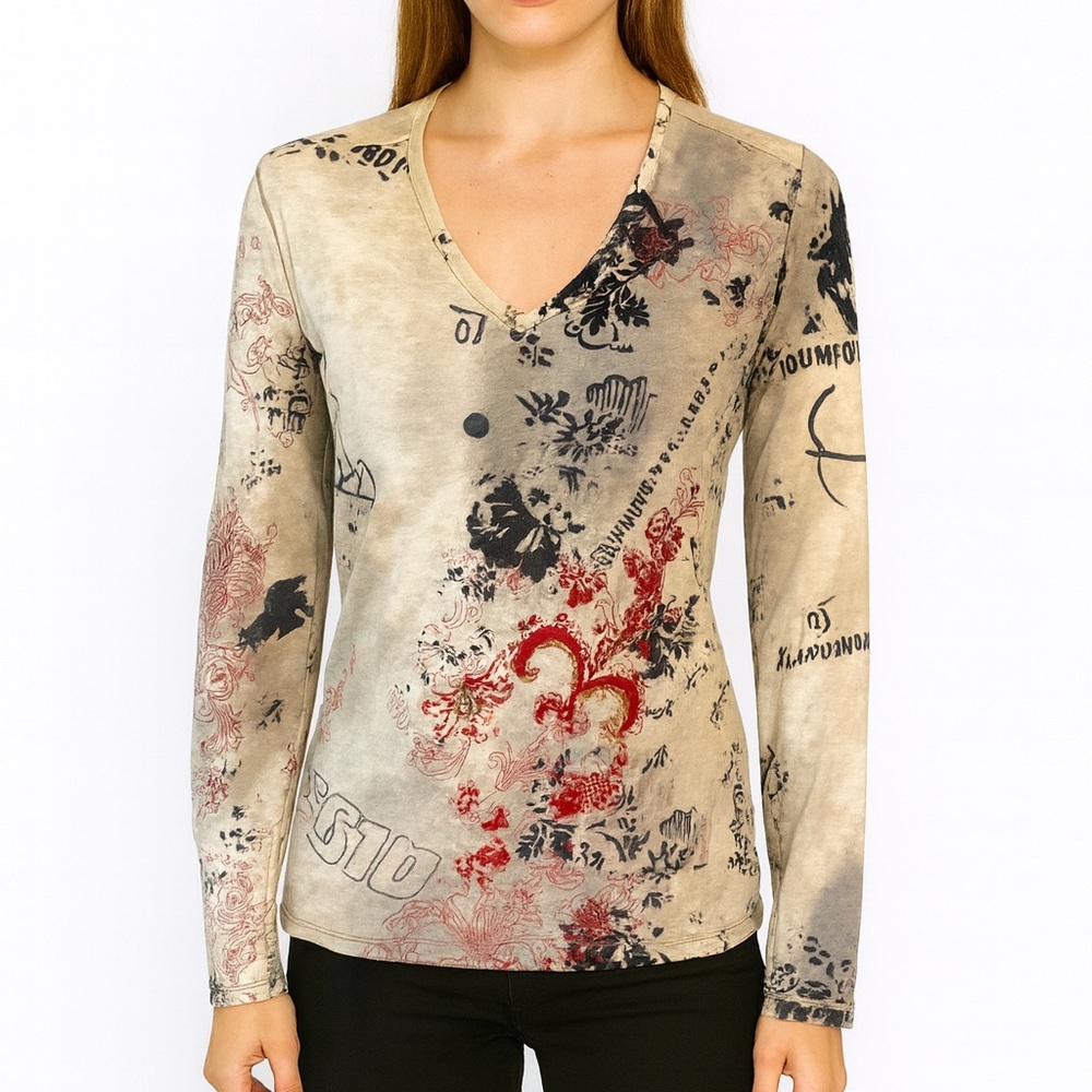Marc Aurel Embroidery Sequin Stretch Top